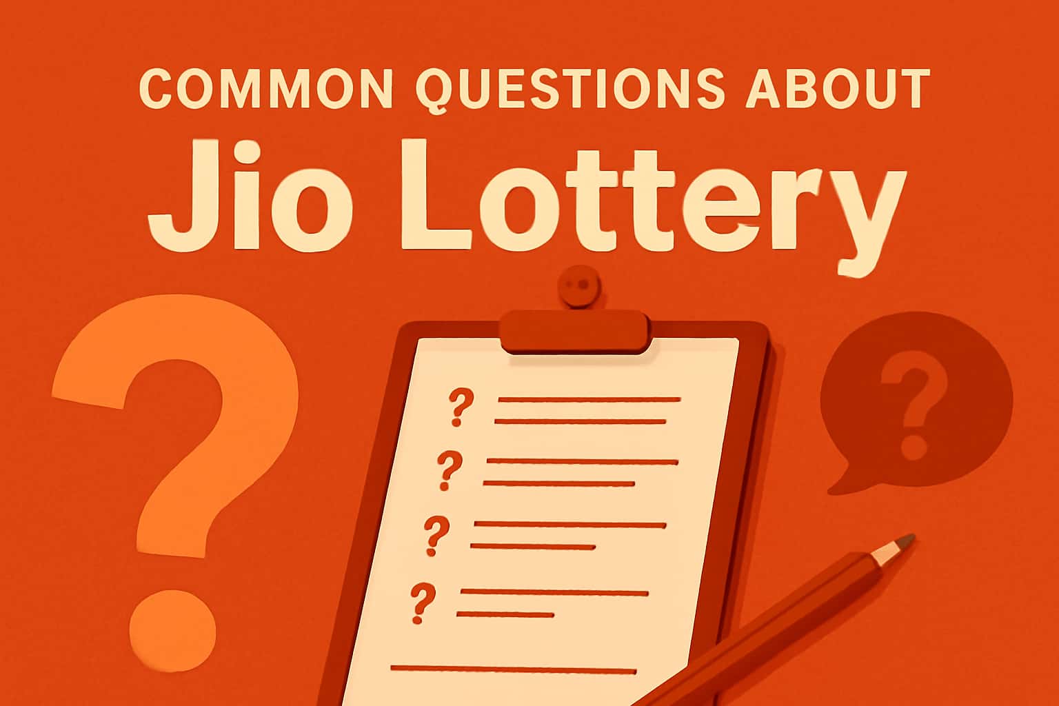 An informational scene depicting common questions about Jio Lottery.