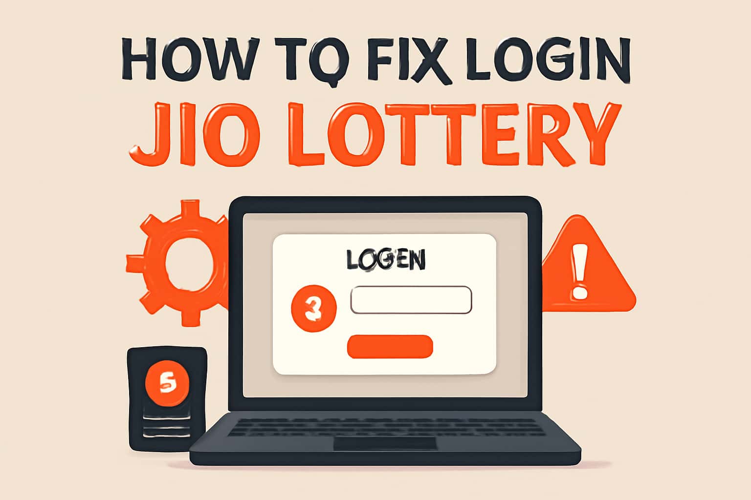 A neutral scene depicting the process of fixing login issues for the Jio Lottery application.