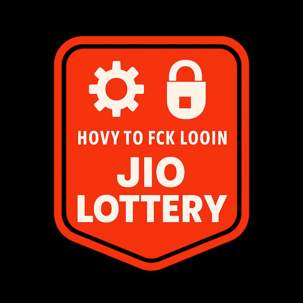 A professional badge illustrating login assistance for Jio Lottery.
