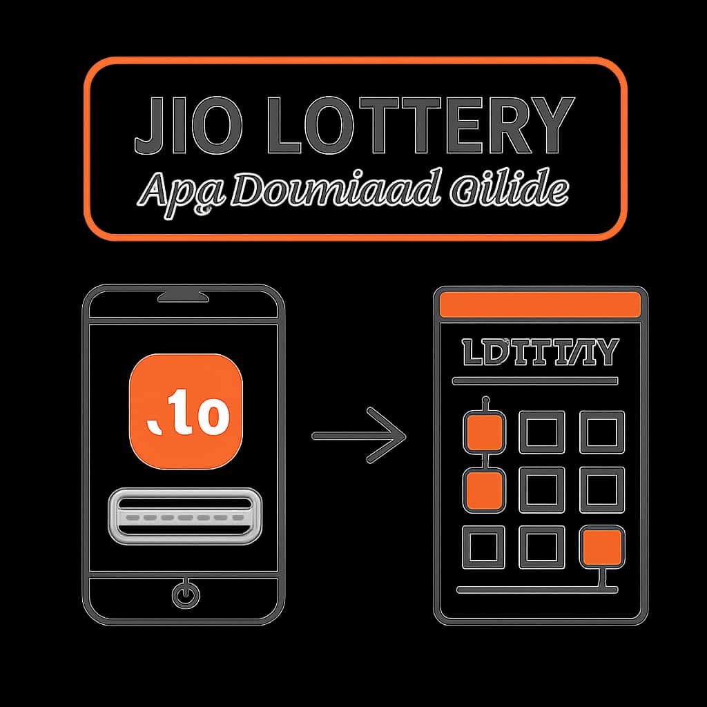 Illustration detailing the download process of the Jio Lottery App.