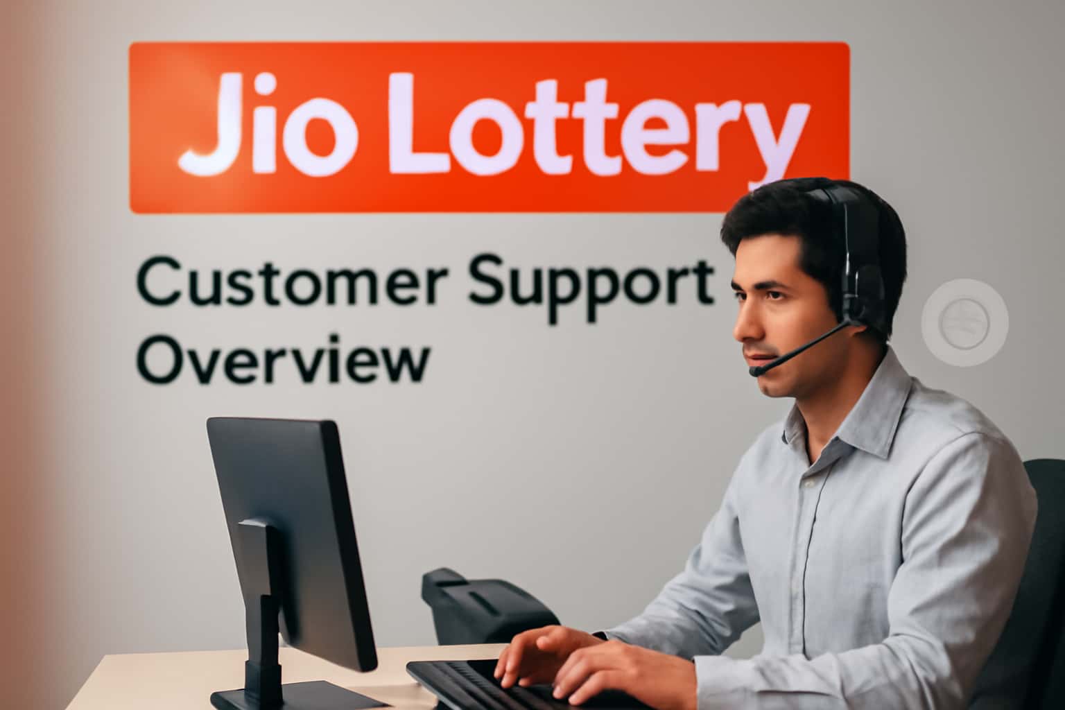 Illustration of customer support options for Jio Lottery with clear textual representation.