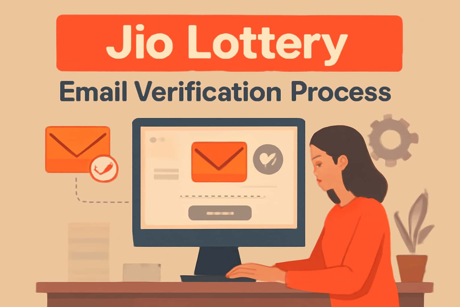 Informational scene depicting the email verification process for Jio Lottery.