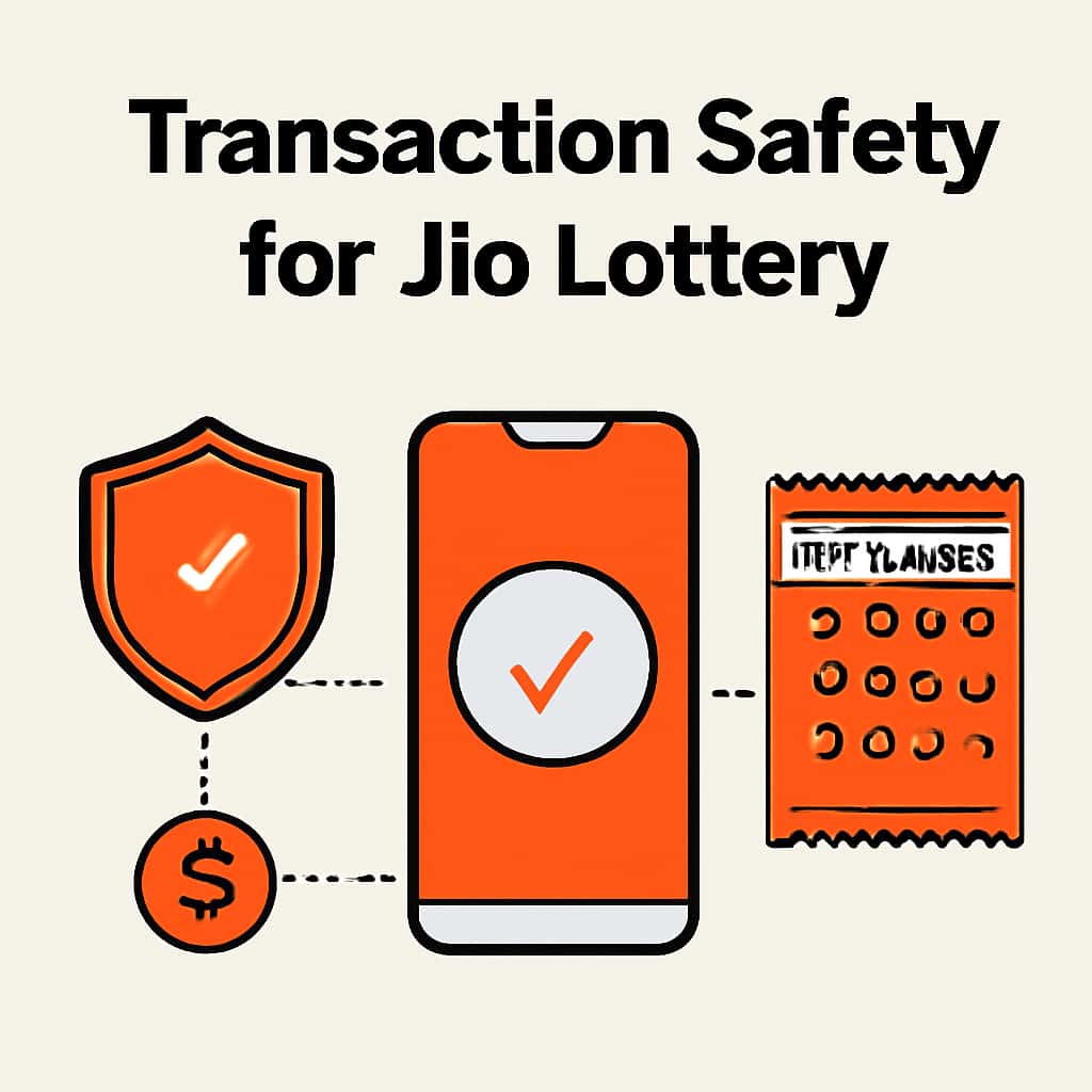 An educational illustration about transaction safety for Jio Lottery