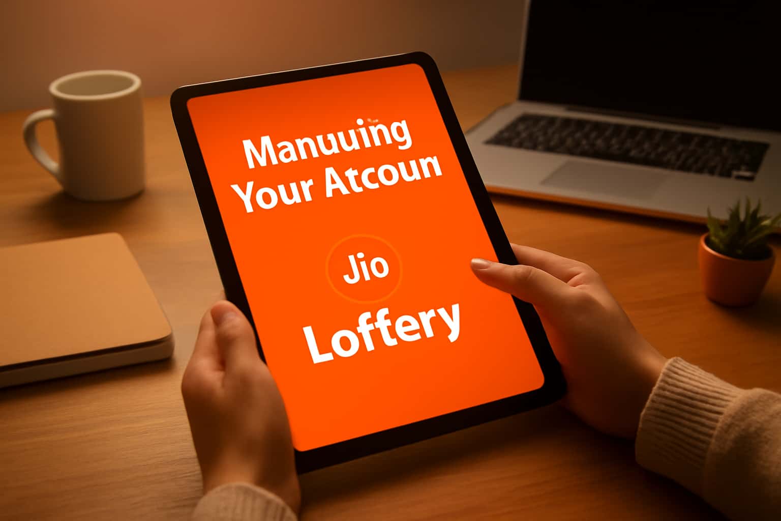 An informative graphic illustrating account management features for Jio Lottery.