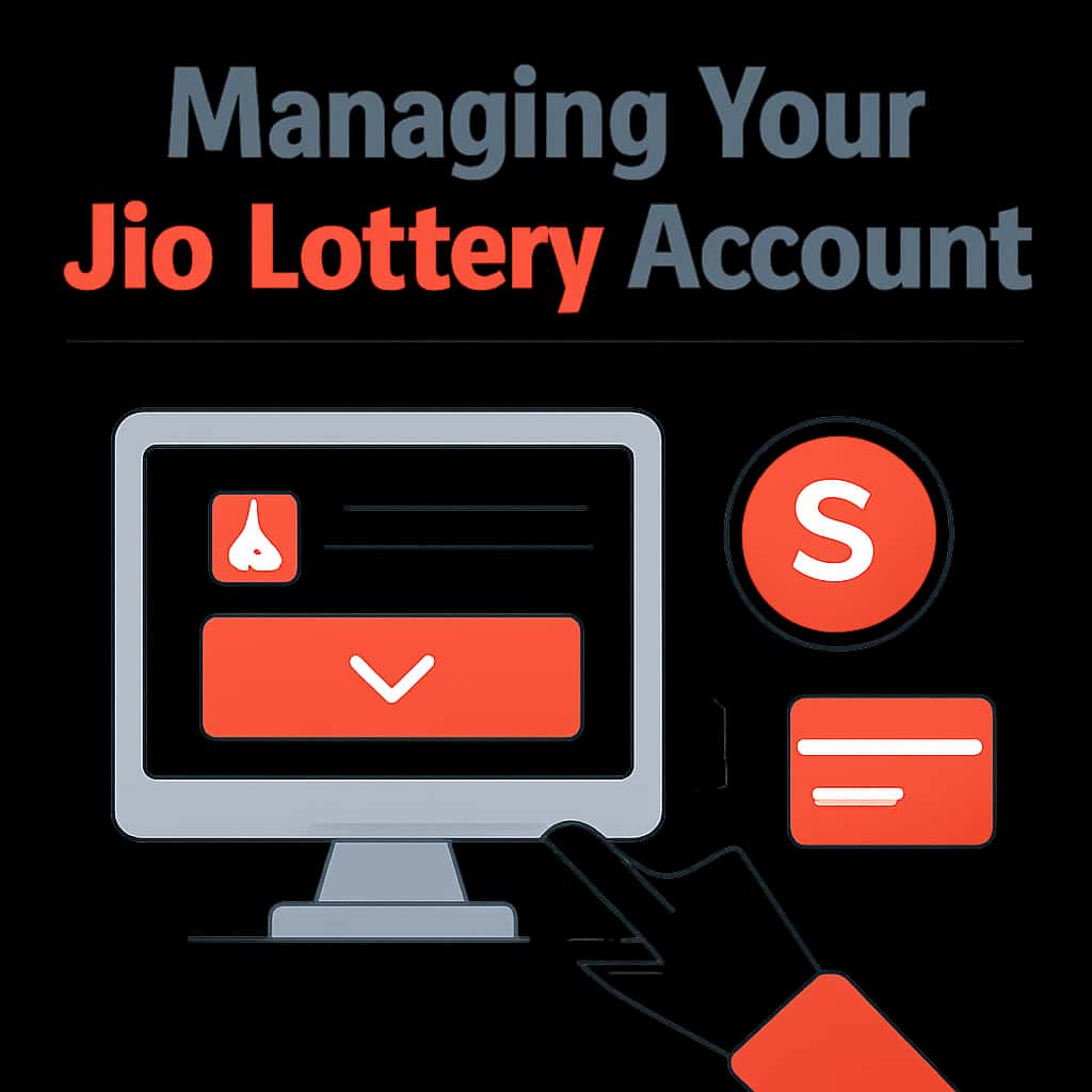 An educational diagram detailing Jio Lottery account management steps.