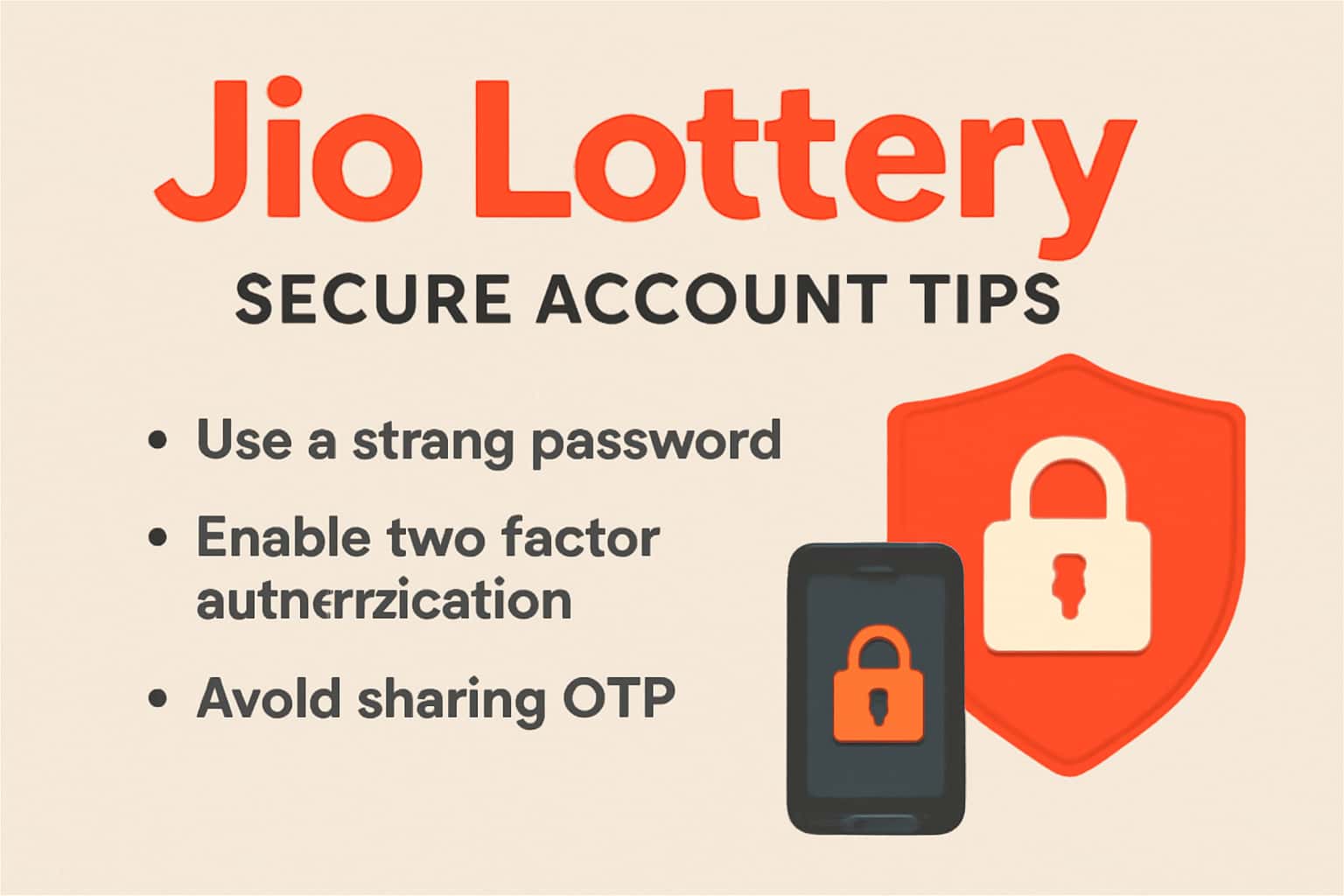 Informative scene highlighting tips for securing a Jio Lottery account.